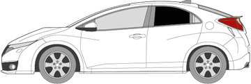 Afbeelding van Zijruit links Honda Civic 5 deurs (DONKERE RUIT)