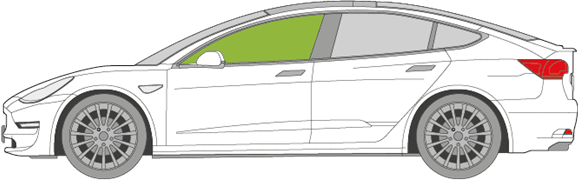 Afbeelding van Zijruit links Tesla Model 3 gelaagd