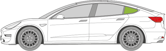 Afbeelding van Zijruit links Tesla Model 3 niet gelaagd