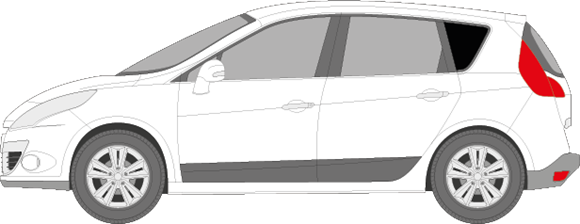 Afbeelding van Zijruit links Renault Mégane Scenic (DONKERE RUIT)