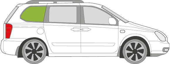 Afbeelding van Zijruit rechts Kia Carnival (DONKERE RUIT)
