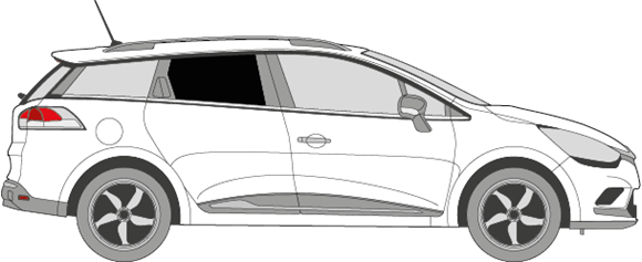 Afbeelding van Zijruit rechts Renault Clio break (DONKERE RUIT)