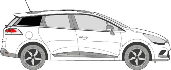 Afbeelding van Zijruit rechts Renault Clio break (DONKERE RUIT)