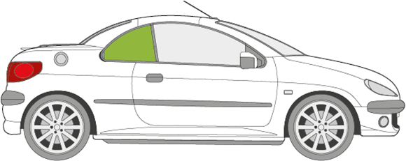 Afbeelding van Zijruit rechts Peugeot 206 cc