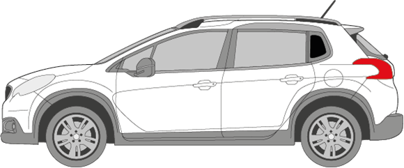 Afbeelding van Zijruit links Peugeot 2008 (DONKERE RUIT)