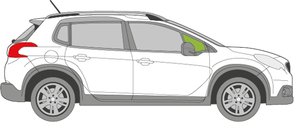 Afbeelding van Zijruit rechts Peugeot 2008 