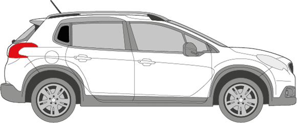 Afbeelding van Zijruit rechts Peugeot 2008 (DONKERE RUIT)