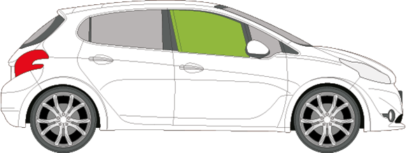 Afbeelding van Zijruit rechts Peugeot 208 5 deurs 