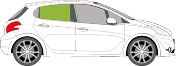 Afbeelding van Zijruit rechts Peugeot 208 5 deurs