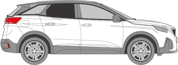 Afbeelding van Zijruit rechts Peugeot 3008 (DONKERE RUIT) 