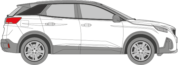 Afbeelding van Zijruit rechts Peugeot 3008 (DONKERE RUIT)