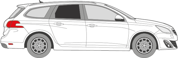 Afbeelding van Zijruit rechts Peugeot 308 SW (DONKERE RUIT)