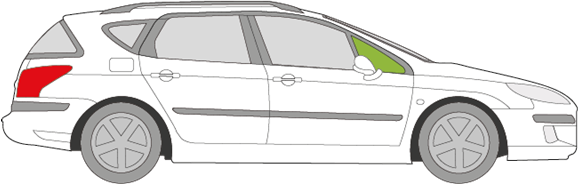 Afbeelding van Zijruit rechts Peugeot 407 SW