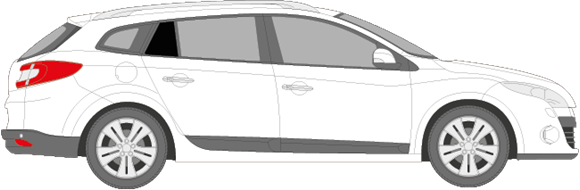 Afbeelding van Zijruit rechts Renault Mégane break (DONKERE RUIT)