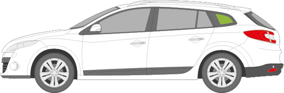 Afbeelding van Zijruit links Renault Mégane break (ZONDER CHROOM)