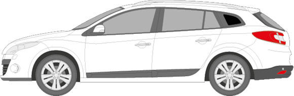Afbeelding van Zijruit links Renault Mégane break (DONKERE RUIT)