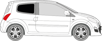Afbeelding van Zijruit rechts Renault Twingo (DONKERE RUIT) 