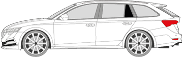 Afbeelding van Zijruit links Skoda Octavia break (DONKERE RUIT)