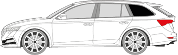 Afbeelding van Zijruit links Skoda Octavia break (DONKERE RUIT)