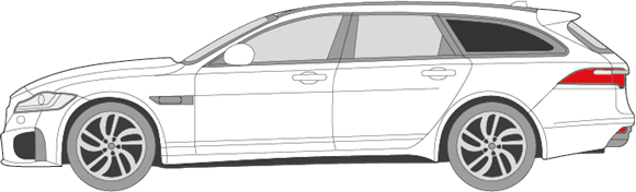 Afbeelding van Zijruit links Jaguar XF break (DONKERE RUIT)