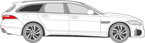 Afbeelding van Zijruit rechts Jaguar XF break (DONKERE RUIT)