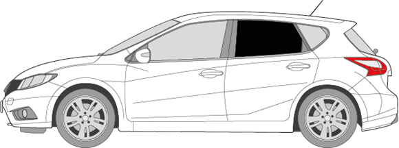 Afbeelding van Zijruit links Nissan Pulsar (DONKERE RUIT)