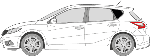 Afbeelding van Zijruit links Nissan Pulsar (DONKERE RUIT)