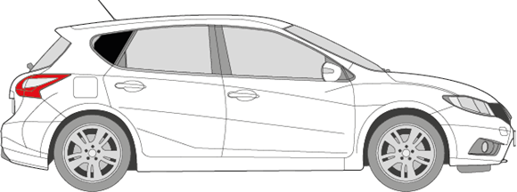 Afbeelding van Zijruit rechts Nissan Pulsar (DONKERE RUIT)