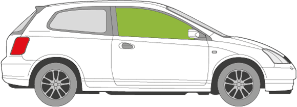 Afbeelding van Zijruit rechts Honda Civic 3 deurs hatchback 