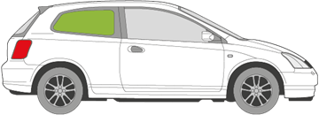 Afbeelding van Zijruit rechts Honda Civic 3 deurs hatchback 