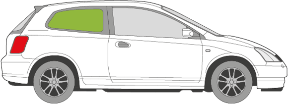 Afbeelding van Zijruit rechts Honda Civic 3 deurs hatchback 