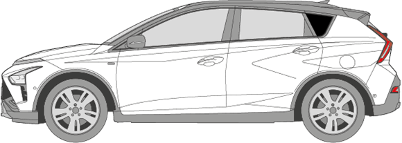 Afbeelding van Zijruit links Hyundai Bayon (DONKERE RUIT)