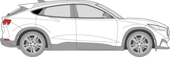 Afbeelding van Zijruit rechts Ford Mach E (DONKERE RUIT) 