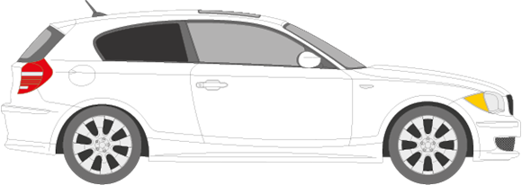 Afbeelding van Zijruit rechts BMW 1-serie 3 deurs (DONKERE RUIT)