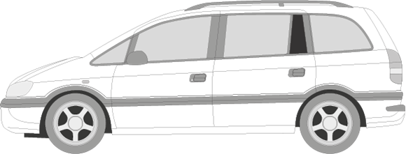 Afbeelding van Zijruit links Opel Zafira (DONKERE RUIT)