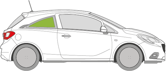 Afbeelding van Zijruit rechts Opel Corsa 3 deurs