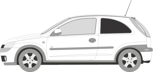 Afbeelding van Zijruit links Opel Corsa 3 deurs (DONKERE RUIT)