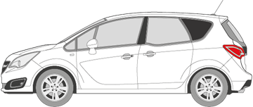 Afbeelding van Zijruit links Opel Meriva (DONKERE RUIT)