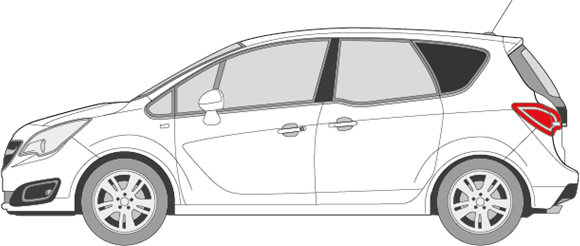Afbeelding van Zijruit links Opel Meriva (DONKERE RUIT)