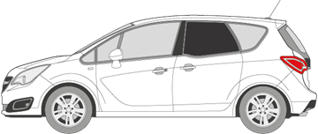 Afbeelding van Zijruit links Opel Meriva (DONKERE RUIT)