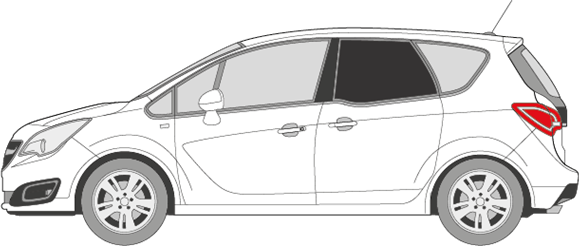Afbeelding van Zijruit links Opel Meriva (DONKERE RUIT)