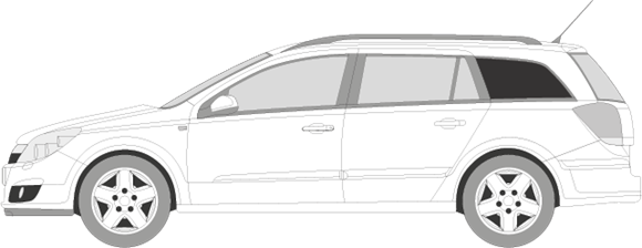 Afbeelding van Zijruit links Opel Astra break (DONKER EN MET CHROOM LIJST)