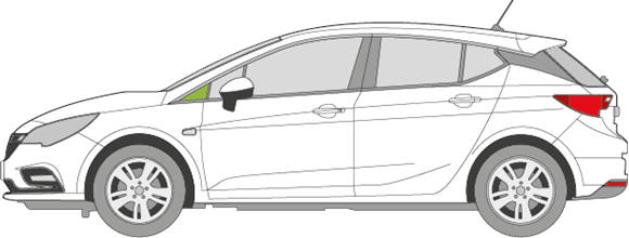 Afbeelding van Zijruit links Opel Astra break (chroom lijst)
