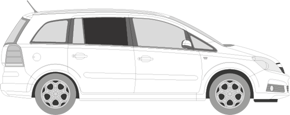Afbeelding van Zijruit rechts Opel Zafira (DONKERE RUIT)
