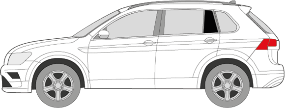 Afbeelding van Zijruit links Volkswagen Tiguan (DONKERE RUIT)