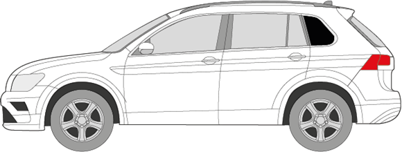 Afbeelding van Zijruit links Volkswagen Tiguan (DONKERE RUIT)