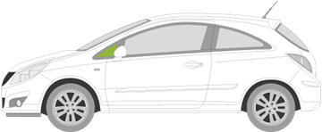 Afbeelding van Zijruit links Opel Corsa 3 deurs