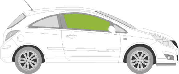 Afbeelding van Zijruit rechts Opel Corsa 3 deurs