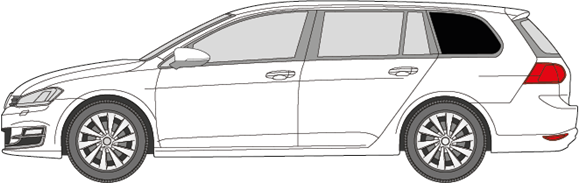 Afbeelding van Zijruit links VW Golf Variant DONKERE RUIT)