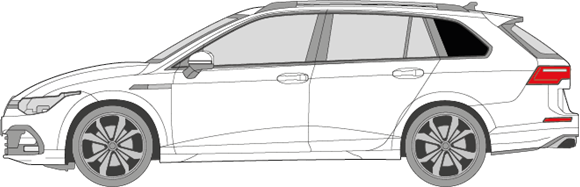 Afbeelding van Zijruit links VW Golf Variant (DONKERE RUIT)